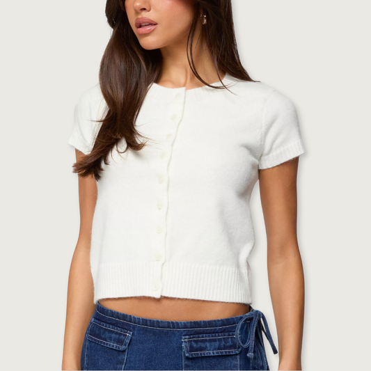 White Knit Button Set